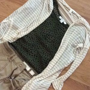 Light striped sweater khaki capris and olive top